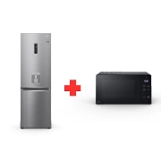 refrigerator + microwave front view